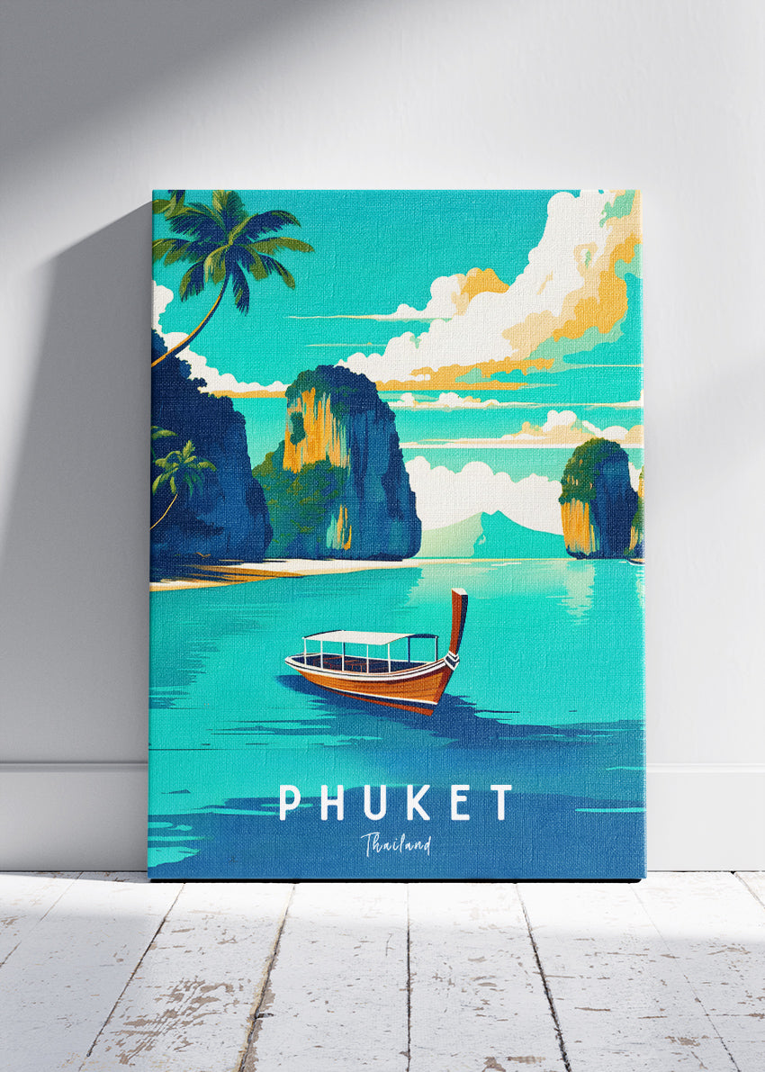 Phuket Thailand Poster & Canvas Print – Vintage Tropical Paradise Travel Art